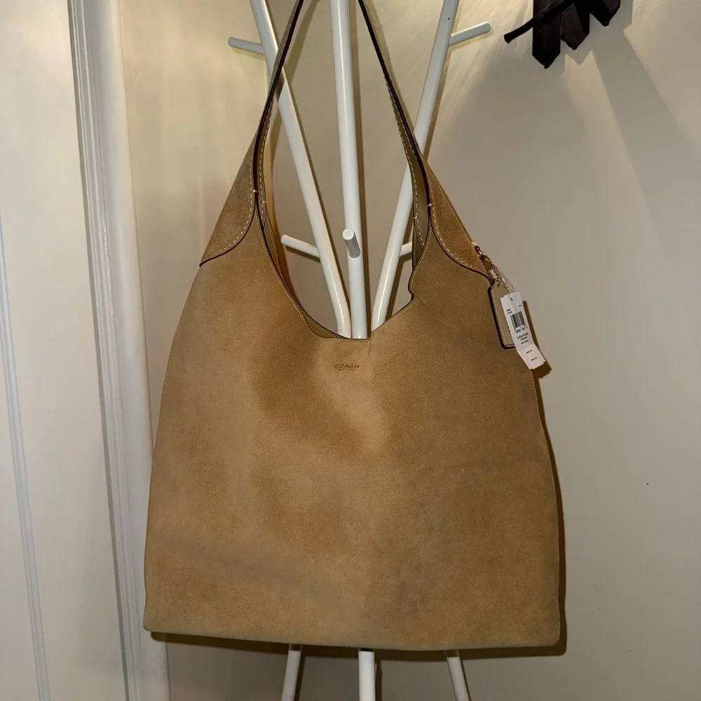 Coach Brooklyn Bag - Suede Tan Shoulder Hobo